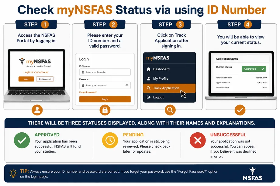 Check myNSFAS Status via using ID Number